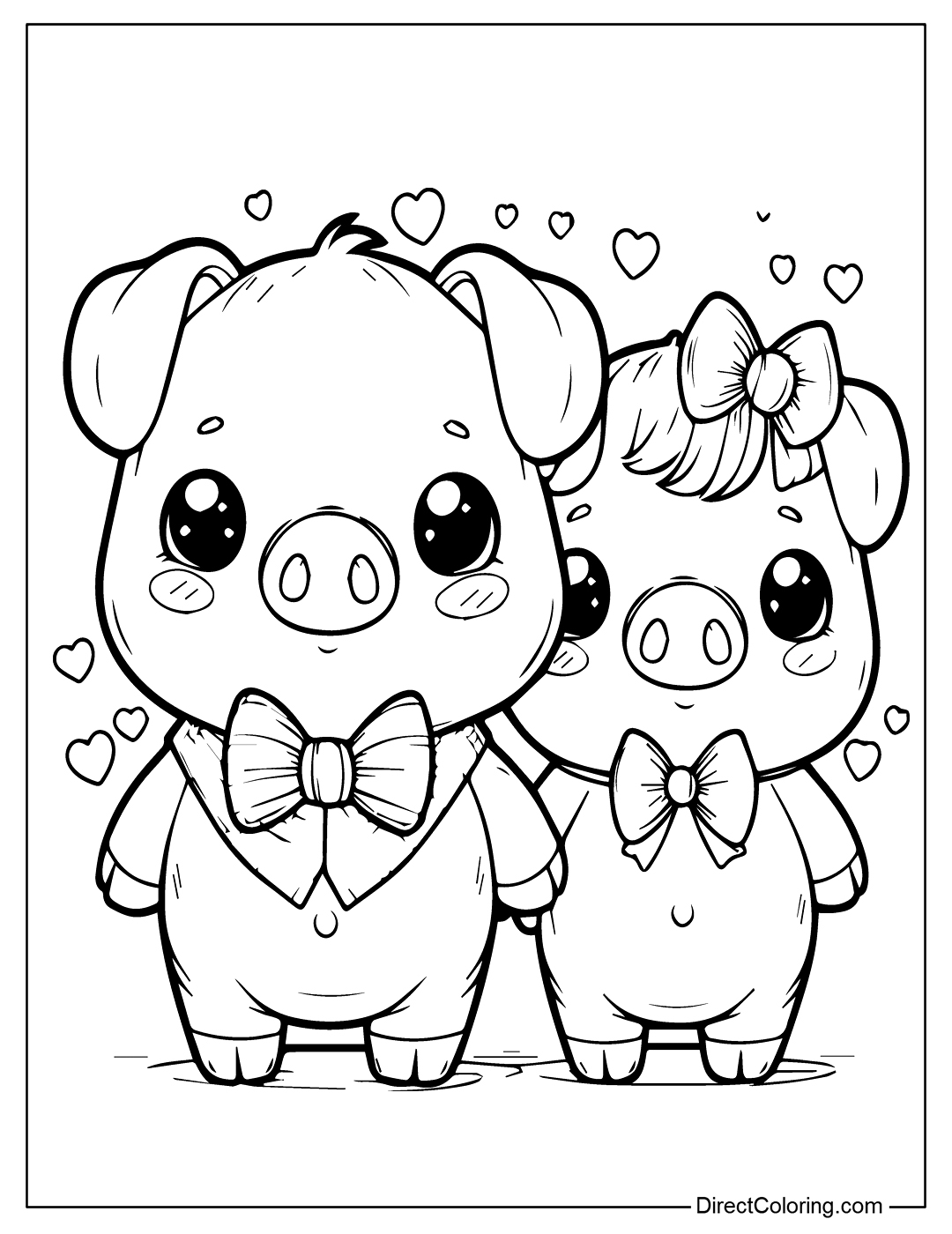 Two Cute Pigs Coloring Sheet